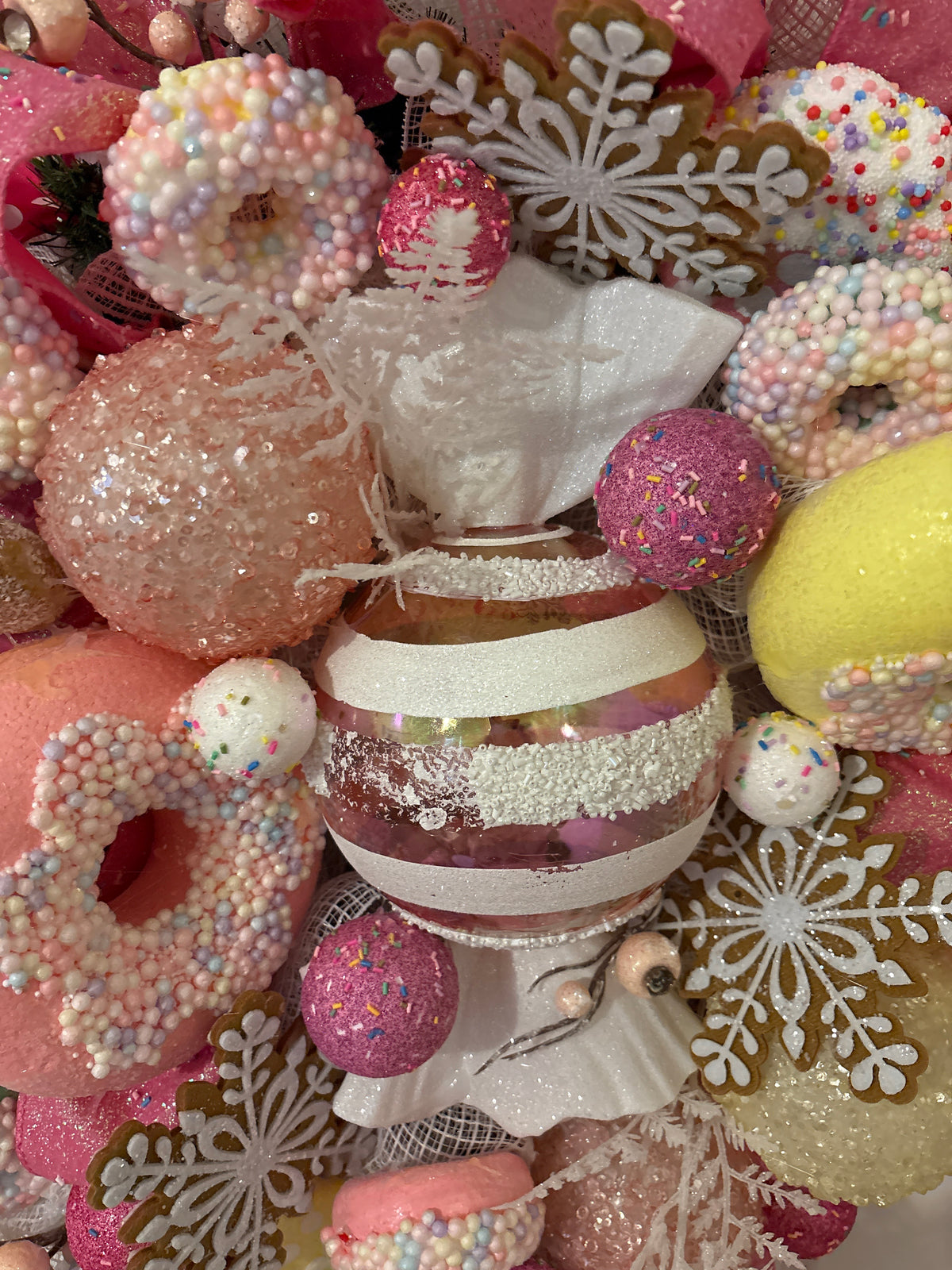 Faux Candy & Donut Fun Christmas Wreath Door Swag