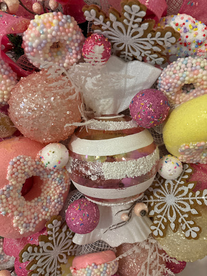 Faux Candy & Donut Fun Christmas Wreath Door Swag