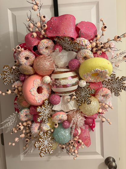 Faux Candy & Donut Fun Christmas Wreath Door Swag