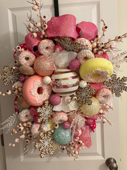 Faux Candy & Donut Fun Christmas Wreath Door Swag